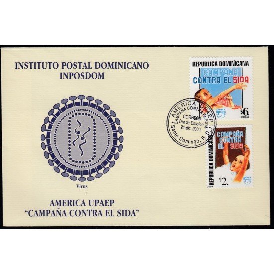 Upaep Rep. Dominicana 1449/50 2000 Niño enfermo de Sida SPD FDC Sobre Primer Día Upaep Rep. Dominicana 1449/50 2000 Niño enfermo de Sida SPD FDC Sobre Primer Día