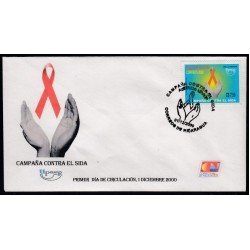 Upaep Nicaragua 2523 2000 Manos y lazo rojo SPD FDC Sobre Primer Día Upaep Nicaragua 2523 2000 Manos y lazo rojo SPD FDC Sobre Primer Día