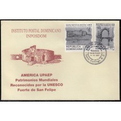 Upaep Rep. Dominicana 1469/70 2001 Fuerte San Felipe SPD FDC Sobre Primer Día Upaep Rep. Dominicana 1469/70 2001 Fuerte San Felipe SPD FDC Sobre Primer Día