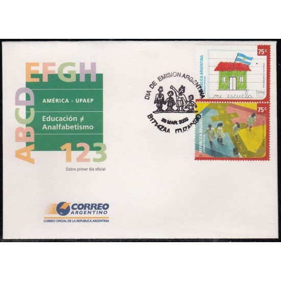 Upaep Argentina 2293/94 2002 Dibujo de un niño SPD FDC Sobre Primer Día Upaep Argentina 2293/94 2002 Dibujo de un niño SPD FDC Sobre Primer Día