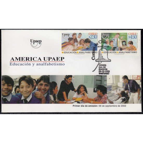 Upaep Chile 2002 Adultos y niño estudiando SPD FDC Sobre Primer Día Upaep Chile 2002 Adultos y niño estudiando SPD FDC Sobre Primer Día
