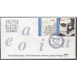 Upaep Colombia 2002 Textos Lector SPD FDC Sobre Primer Día