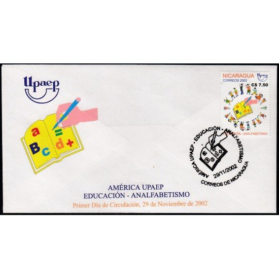 Upaep Nicaragua 2345 2002 Niños alrededor de un libro SPD FDC Sobre Primer Día Upaep Nicaragua 2345 2002 Niños alrededor de un libro SPD FDC Sobre Primer Día