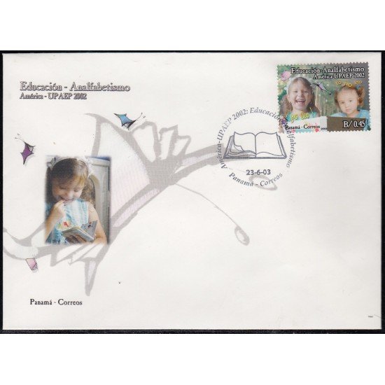 Upaep Panamá 1228 2002 Niña que saber leer SPD FDC Sobre Primer Día Upaep Panamá 1228 2002 Niña que saber leer SPD FDC Sobre Primer Día
