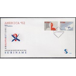 Upaep Suriname 1639/40 2002 Cabeza con interrogación SPD FDC Sobre Primer Día Upaep Suriname 1639/40 2002 Cabeza con interrogación SPD FDC Sobre Primer Día