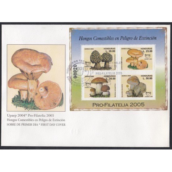 Upaep Honduras BF 73 Spizateus melanoleucus setas mushrooms SPD FDC Sobre Primer Día Upaep Honduras BF 73 Spizateus melanoleucus setas mushrooms SPD FDC Sobre Primer Día
