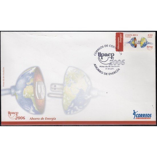 Upaep Costa Rica 791 2006 Ahorremos energía SPD FDC Sobre Primer Día Upaep Costa Rica 791 2006 Ahorremos energía SPD FDC Sobre Primer Día