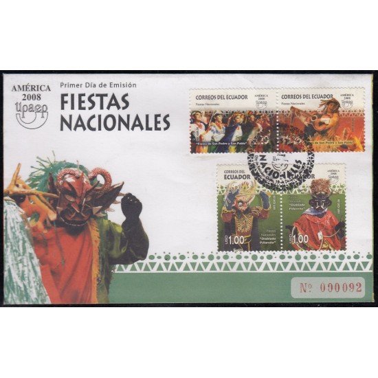 Upaep Ecuador 2110/13 2008 Diablada Pillareña SPD FDC Sobre Primer Día Upaep Ecuador 2110/13 2008 Diablada Pillareña SPD FDC Sobre Primer Día