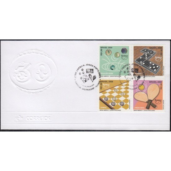 Upaep Brasil 3070/73 2009 Damas Dominó Frescobo SPD FDC Sobre Primer Día Upaep Brasil 3070/73 2009 Damas Dominó Frescobo SPD FDC Sobre Primer Día