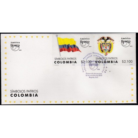 Upaep Colombia 1609/10 2010 Símbolos Patrios SPD FDC Sobre Primer Día Upaep Colombia 1609/10 2010 Símbolos Patrios SPD FDC Sobre Primer Día