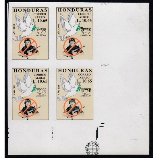 Upaep 1999 Honduras 1030 variedad Variety Imperforated paloma fauna bird bl.4 