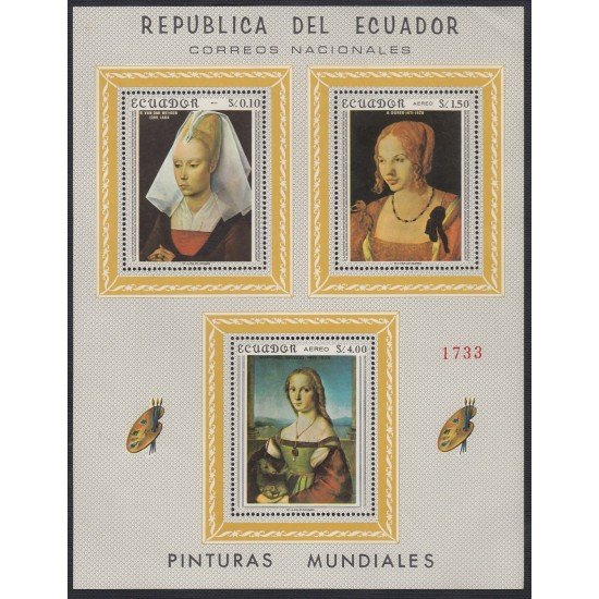 Ecuador Hojitas Michel 41 1967 Pinturas Mundiales painting Durer MNH