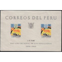 Perú Hojita block 3 1960 Pro Año Mundial de los Refugiados 