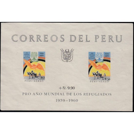 Perú Hojita block 3 1960 Pro Año Mundial de los Refugiados Perú Hojita block 3 1960 Pro Año Mundial de los Refugiados