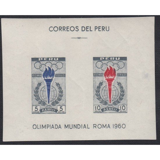 Perú Hojita block 4 1961 Olimpiada Mundial Roma MH