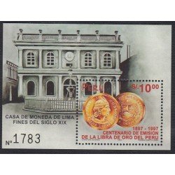 Perú Hojita block 11 1997 Centenario de emisión de la libra del perú MNH Perú Hojita block 11 1997 Centenario de emisión de la libra del perú MNH