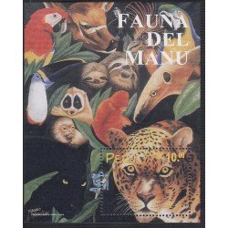 Perú Hojita block 15 1999 Fauna del Manu Tigre loro parrot bird MNH Perú Hojita block 15 1999 Fauna del Manu Tigre loro parrot bird MNH