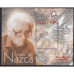 Perú Hojita block 16 1998 Líneas de Nazca María Reiche MNH Perú Hojita block 16 1998 Líneas de Nazca María Reiche MNH
