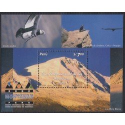 Perú Hojita block 23 2004 Año internacional de las Montañas fauna bird  MNH
