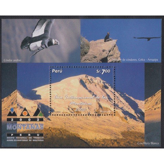 Perú Hojita block 23 2004 Año internacional de las Montañas fauna bird  MNH