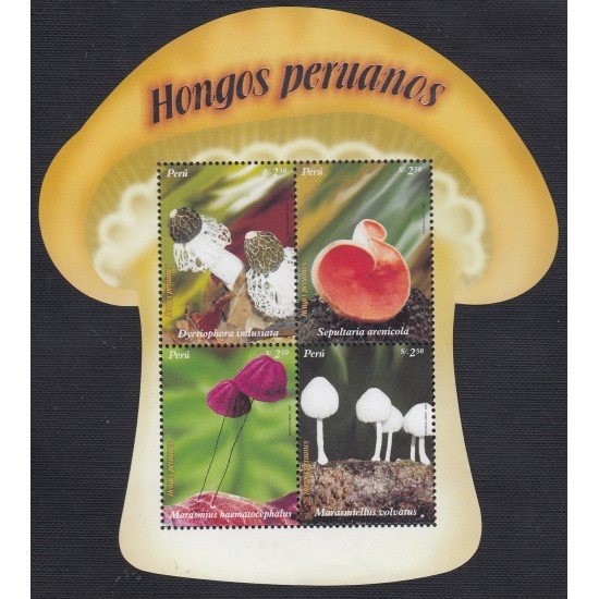 Perú Hojita block 37 2007 Hongos peruanos setas mushrooms MNH Perú Hojita block 37 2007 Hongos peruanos setas mushrooms MNH