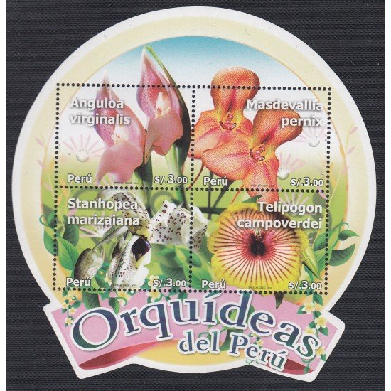 Perú Hojita block 58 2010 Orquídeas del Perú flor flora flower orchid MNH Perú Hojita block 58 2010 Orquídeas del Perú flor flora flower orchid MNH