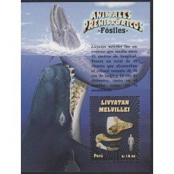 Perú Hojita block 63 2011 Animales Prehistóricos Fósiles fauna Livyatan Melvillei MNH