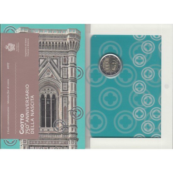 San Marino 2017 2 € euros conmemorativos Cartera Oficial Av nacimiento Giotto San Marino 2017 2 € euros conmemorativos Cartera Oficial Av nacimiento Giotto