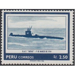 Perú 834 1986 75 Aniversario de las Fuerzas Marinas Sumergible barco ship  Abtao MH