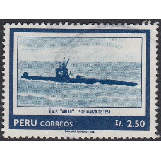 Perú 834 1986 75 Aniversario de las Fuerzas Marinas Sumergible barco ship  ABTAO Usado