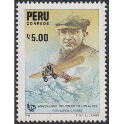 Perú 840 1986 75 Aniversario del Cruce de los Alpes por Jorge Chávez Avión  MNH
