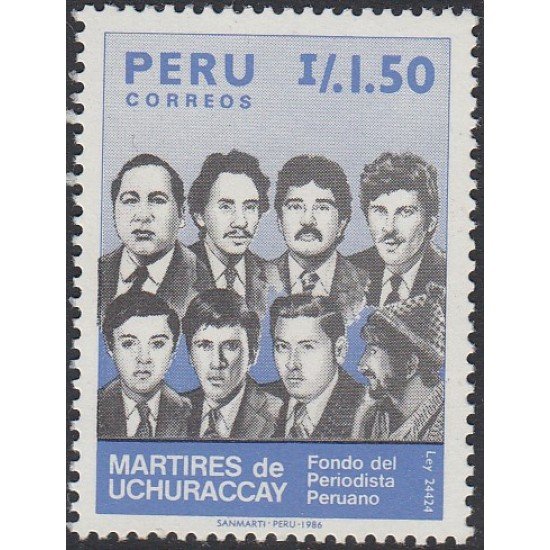 Perú 842 1986 Mártires de Uchuraccay Fondo del periodista Peruano MH
