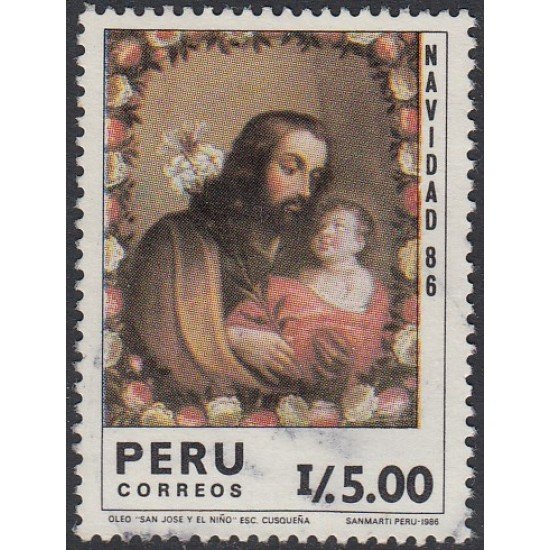 Perú 851 1986 San José y El niño Navidad 86 cristhmas MNH