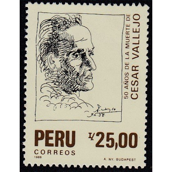 Perú 882 1988 50 Años de la muerte de César Vallejo MNH