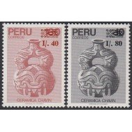 Perú 892/93 1988 Cerámica Chavin MNH Perú 892/93 1988 Cerámica Chavin MNH