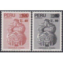 Perú 892/93 1988 Cerámica Chavin MNH  