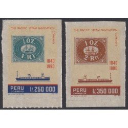 Perú 942/43 1990 Compañía de Navegación de vapores del Pacífico barco ship 