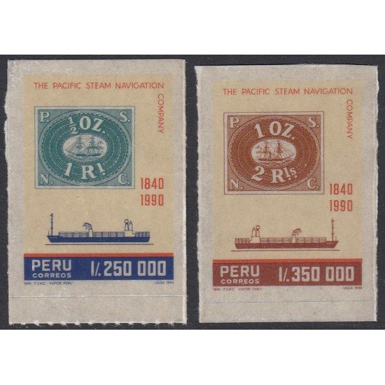 Perú 942/43 1990 Compañía de Navegación de vapores del Pacífico barco ship Perú 942/43 1990 Compañía de Navegación de vapores del Pacífico barco ship