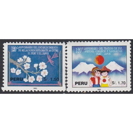 Perú 995/96 1993 120 Aniversario del tratado de paz Perú Japón MNH