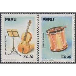 Perú 1035/36A 1995 Violonchelo y Atril Instrumentos Musicales music MNH