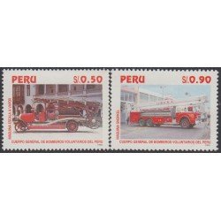 Perú 1037/38A 1995 Cuerpo general de bomberos voluntariados del Perú Maquina Snorkel MNH