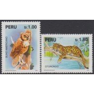 Perú 1047/48 1995 Especies en extinción fauna buho otorongo MNH Perú 1047/48 1995 Especies en extinción fauna buho otorongo MNH