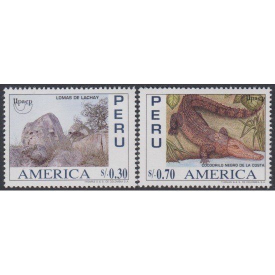 Perú 1076/77 1996 Upaep Lomas de Lachay Cocodrilo Negro de la Costa MNH Perú 1076/77 1996 Upaep Lomas de Lachay Cocodrilo Negro de la Costa MNH