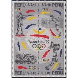 Perú 1079/82 1996 Barcelona 92 Juegos Olímpicos Tennis Natation MNH Perú 1079/82 1996 Barcelona 92 Juegos Olímpicos Tennis Natation MNH