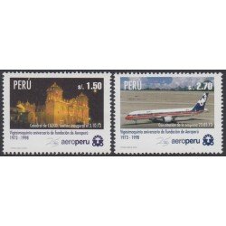 Perú 1127/28 1998 25 Aniversario Fundación de la Compañía aérea Aeroperu avión MNH Perú 1127/28 1998 25 Aniversario Fundación de la Compañía aérea Aeroperu avión MNH