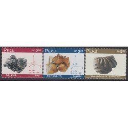Perú 1192/94 1999 Minerales y fósiles MNH