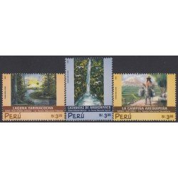 Perú 1233/35 2000 Paisajes Laguna Cataratas Campiña MNH
