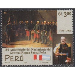 Perú 1279 2001 150 aniversario del nacimiento del General Roque Saenz Peña MNH