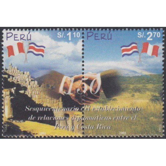 Perú 1285/86 2002 150 Años de relaciones diplomáticas entre Perú-Costa Rica MNH