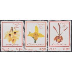 Perú 1292/94 2002 Orquídeas orchid flora  MNH